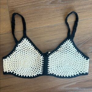 Princess Polly Black and Cream Crochet Bralette
